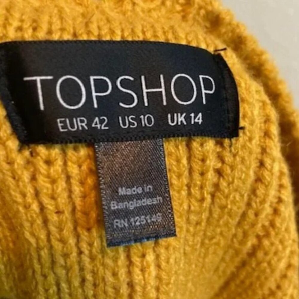 Topshop Goldenrod Heavy Knit Pullover Crewneck Oversized Sweater EUC Size 10 - Picture 3 of 5